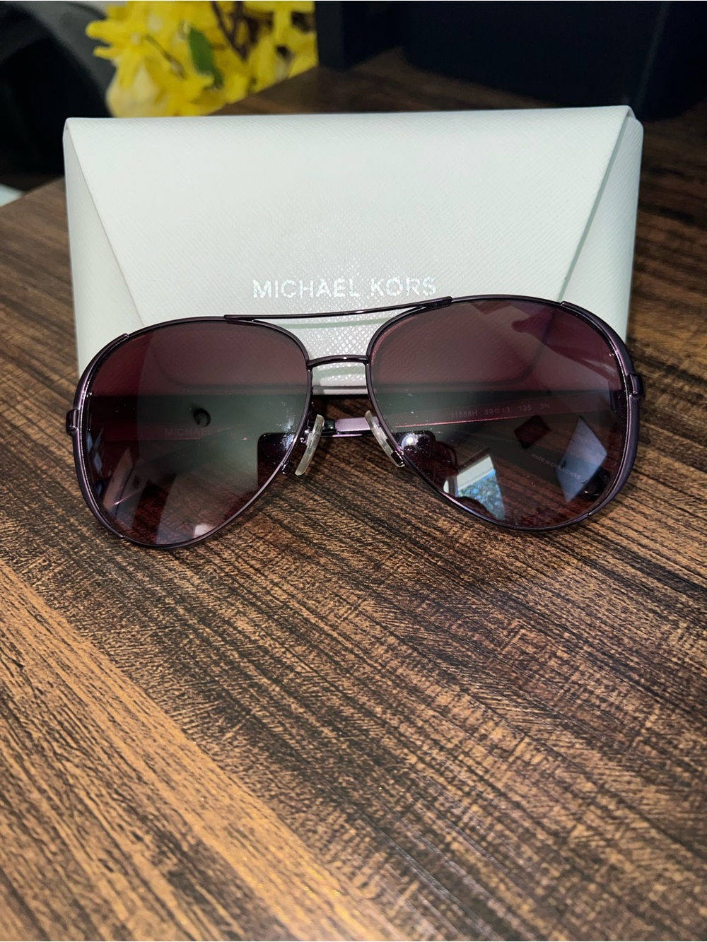 Michael Kors Women's Plum Metal Aviator Sunglasses